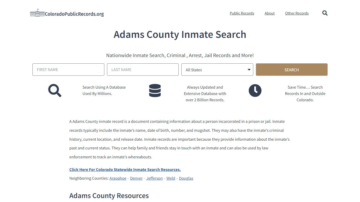 Adams County Inmate Search - Current & Past ACSO CO Jail Records